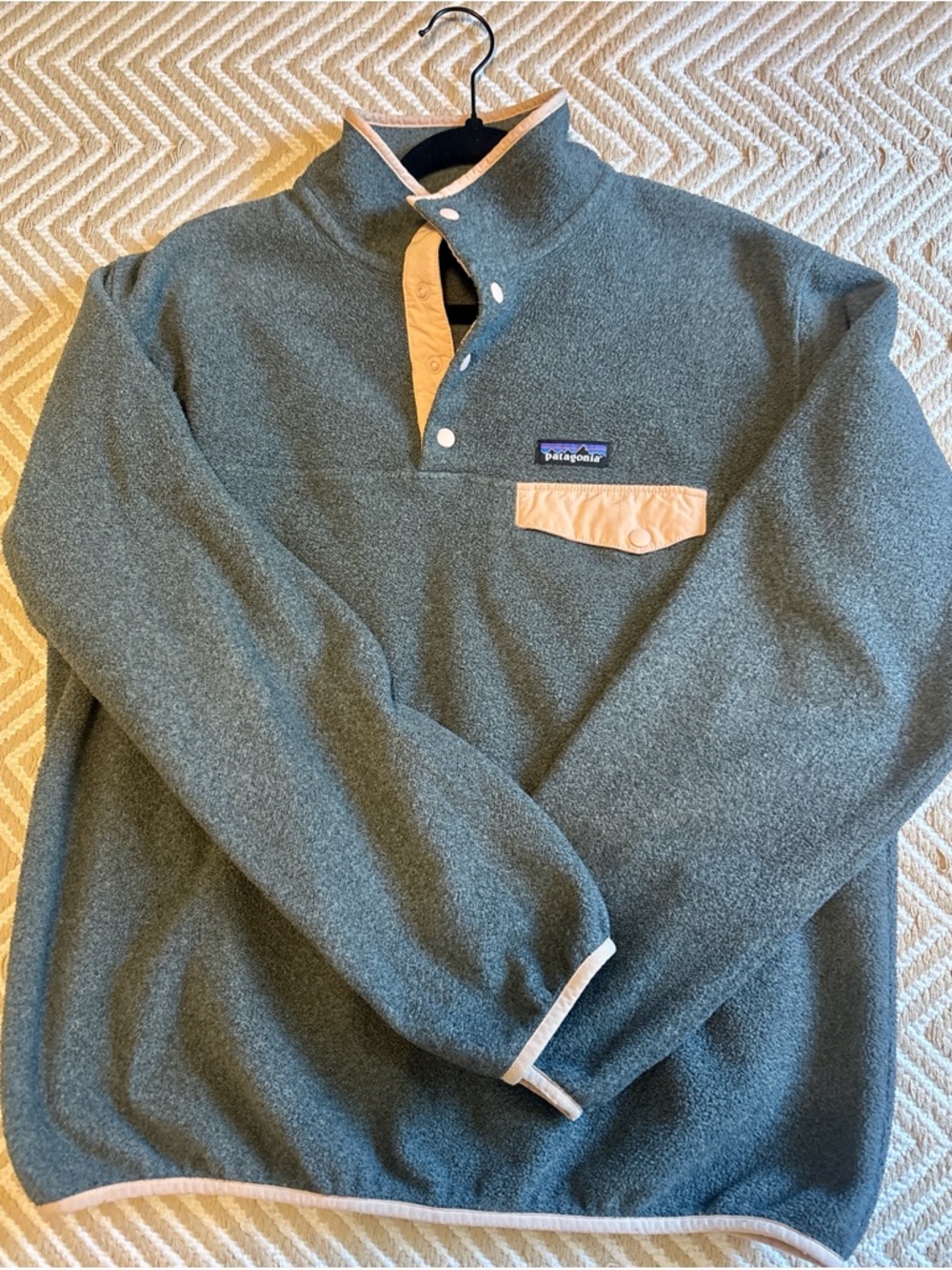 Patagonia Synchilla Snap-T Pullover Gray Pink Trim Fleece Women’s Large Cozy - Picture 2 of 5